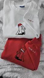 Weihnachtshoodies mit Geistermotiv und Mittelfinger 