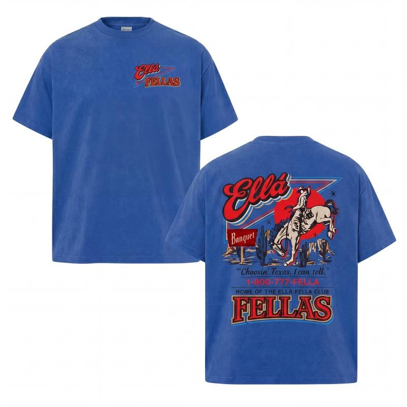 Ella Fella Club Shirt 1-800-777-Fella Dandelion Graphic Choosing Texas Vintage Indie Tee