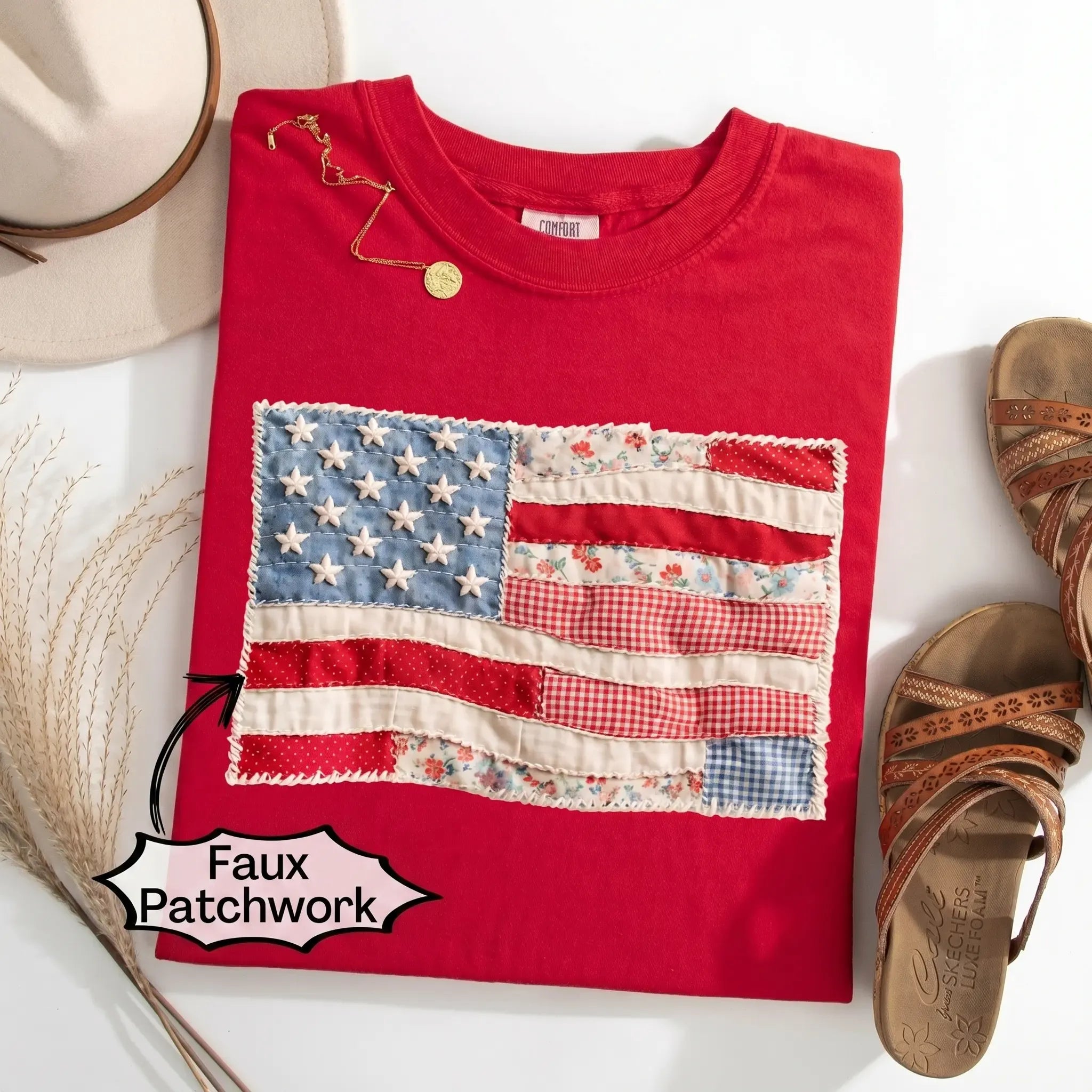 Memorial Day T-shirt American Eagle Independence Day 250 Years 1776 2026 Comfort Colors Retro American Flag Shirt, Faux Patchwork, Digital Print, vinyl ink