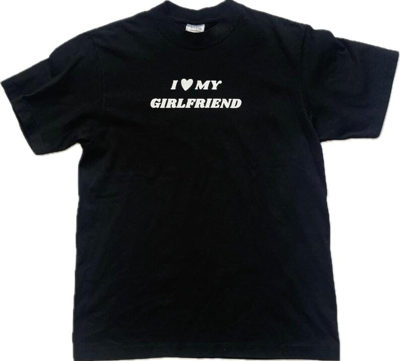 Comfort ColorsI I love my girlfriend t-shirt, Gift For Him, Gift For Her, I love Shirt, I heart shirt, Menswear Crewneck Classic Tee Casual Collar
