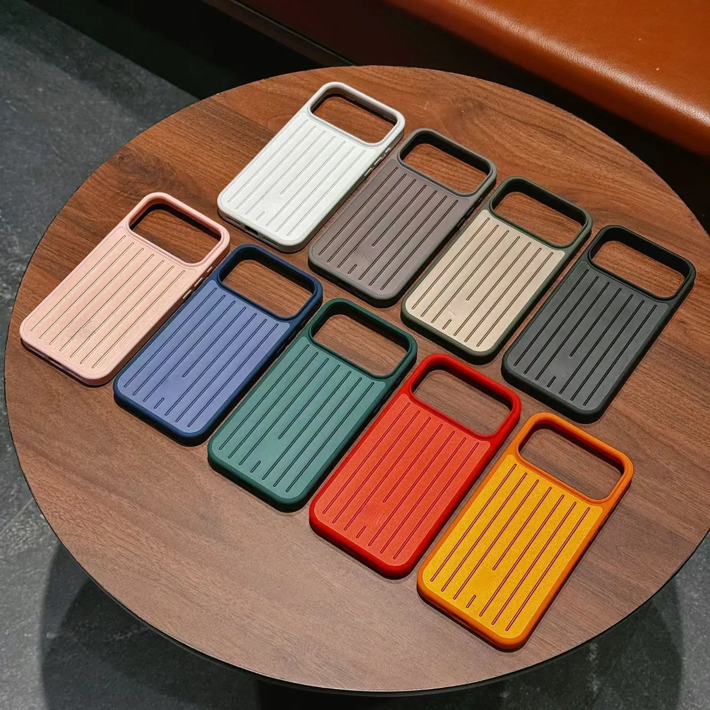 Aluminum Alloy Vertical Lines Phone Case – Premium Shockproof Protective Cover for iPhone 11–17 Series