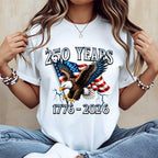 Memorial Day T-shirt American Eagle Independence Day 250 Years 1776 2026 T-Shirt White Patriotic Flag And Bird Design For Celebrations And National Events