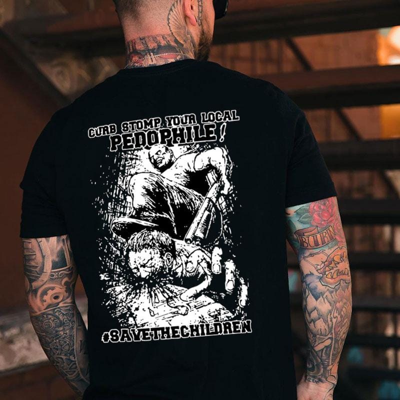 „Tritt deinem lokalen Pädophilen den Bordstein!“ Herren-T-Shirt, Sweatshirt, Hoodie 