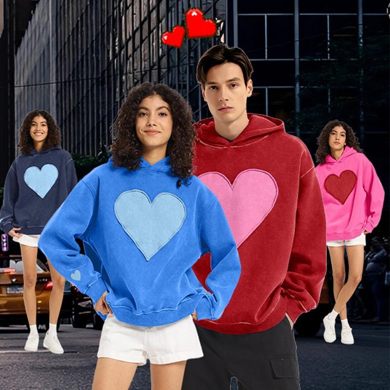 Unisex Trendy Vintage Pullover Sweatshirt for Women & Men- Oversized Heart Design Crewneck  Finish and Spacious Pockets for Ultimate Comfort and Style - Perfect for Valentine's Day Gifts and Everyday Wear