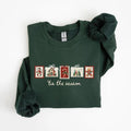 Retro-Winter-Sweatshirt mit Weihnachtsmotiven, Patchwork-Weihnachtspullover mit Weihnachtsmotiven, verspieltes Weihnachts-Sweatshirt, Winter-Sweatshirt mit Weihnachtsmotiven 