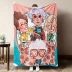 Golden Years Cartoon GG Blanket Warm Napping Blanket for Living Room Office Travel Versatile Gift Blanket Cartoon Print for All Seasons Halloween Decor Christmas Gifts Birthday Decorations Flannel Material Special Design