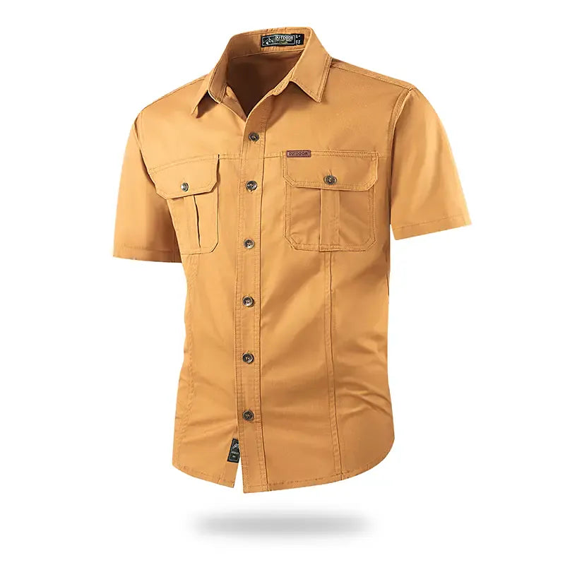 Single pack: summer outdoor casual short-sleeve work shirt with multiple pockets, lightweight design，fathersdaygift