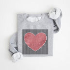 Retro Valentines Heart Sweatshirt – cute love design for women, moms, and teachers; cozy Valentine shirt perfect for spreading sweet holiday vibes.
