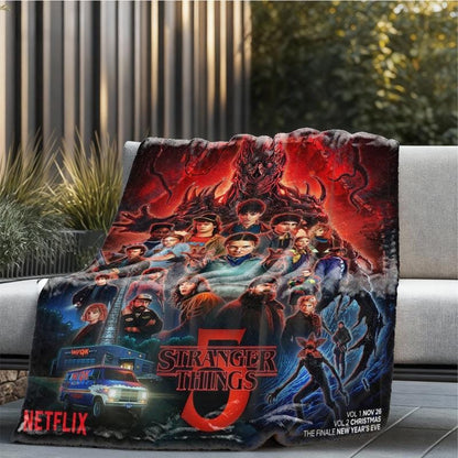 Stranger Things Season 5 Flannel Blanket, Large Soft Lightweight Warm, Perfect for Bed Sofa Office Camping Travel, Christmas Winter Gift
