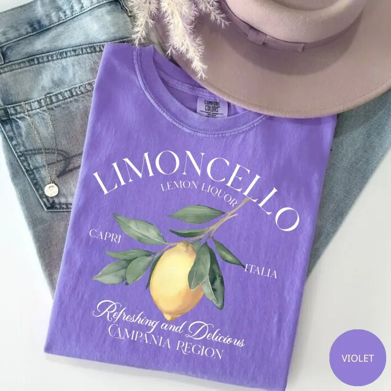 Comfort colors Limoncello Tee, Refreshing Lemon Graphic T-Shirt, Italian Summer Shirt, Citrus Fruit Design Tee, Amalfi Coast Vacation Aesthetic Unisex Top