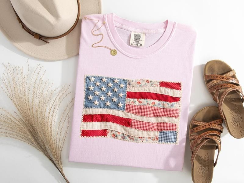 Comfort Colors Retro American Flag Shirt,  USA Tee, 4th of July Shirt, Patriotic Graphic Shirt, Fourth of July Shirt (Printed)