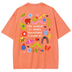 The World Is Cruel Therefore I Won't Be Graphic T-Shirt, Vintage Washed Style Tee, Cute Bugs & Sarcastic Quote Print