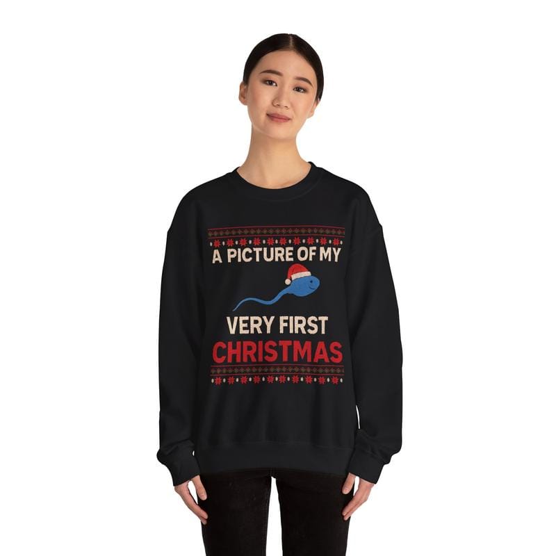 A Picture Of My Very First Christmas Unisex Heavy Blend™ Crewneck Sweatshirt - Santa Hat - Ugly Sweater - Funny - Gift for Men and Women