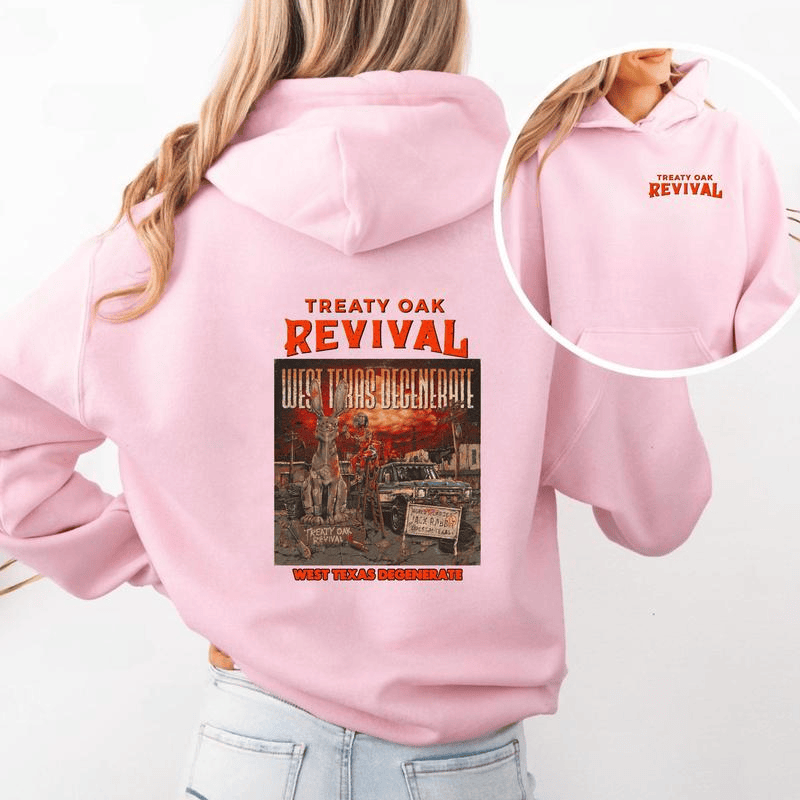 New Release Treaty Oak Revival West Texas Degenerate Hoodie – Country Rock Graphic Hoodies, Western Vintage Cowboy Music Sweatshirt, Retro Band Merch, Perfect Gift for Music Lovers