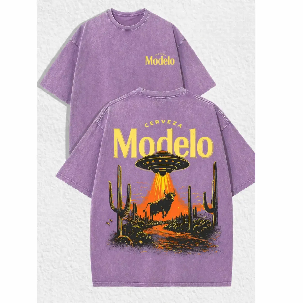 Vintage Cerveza Modelo UFO Abduction Tee | Retro Desert Graphic T-shirt