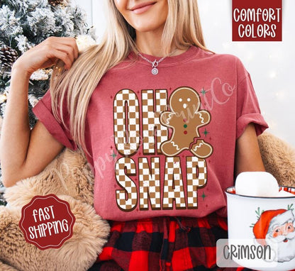 Oh Snap Comfort Colors, Trendy Women's Holiday Tshirt
