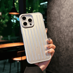 Aluminum Alloy Vertical Lines Phone Case – Premium Shockproof Protective Cover for iPhone 11–17 Series