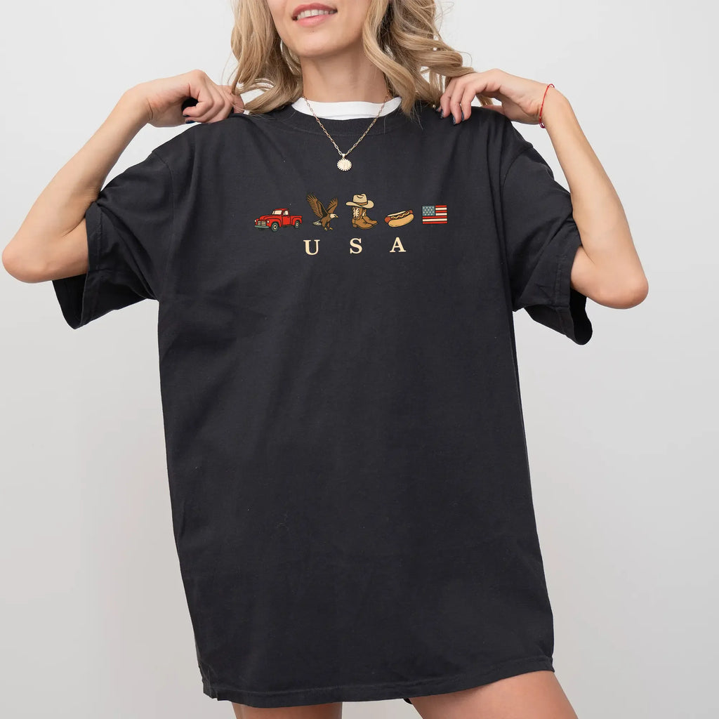 ChicCotton USA Icons Comfort Colors Shirt, American Flag T-shirt, 4th Of July Graphic Tee, Country Clothing, Western Outfits, Independence Day Shirt
