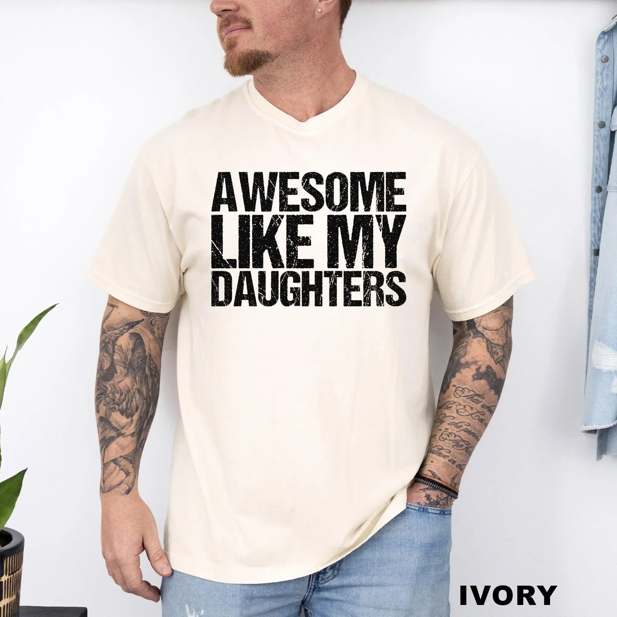 Comfort Colors Awesome Like My Daughters Shirt Funny Father's Day Gift for Dad Tee