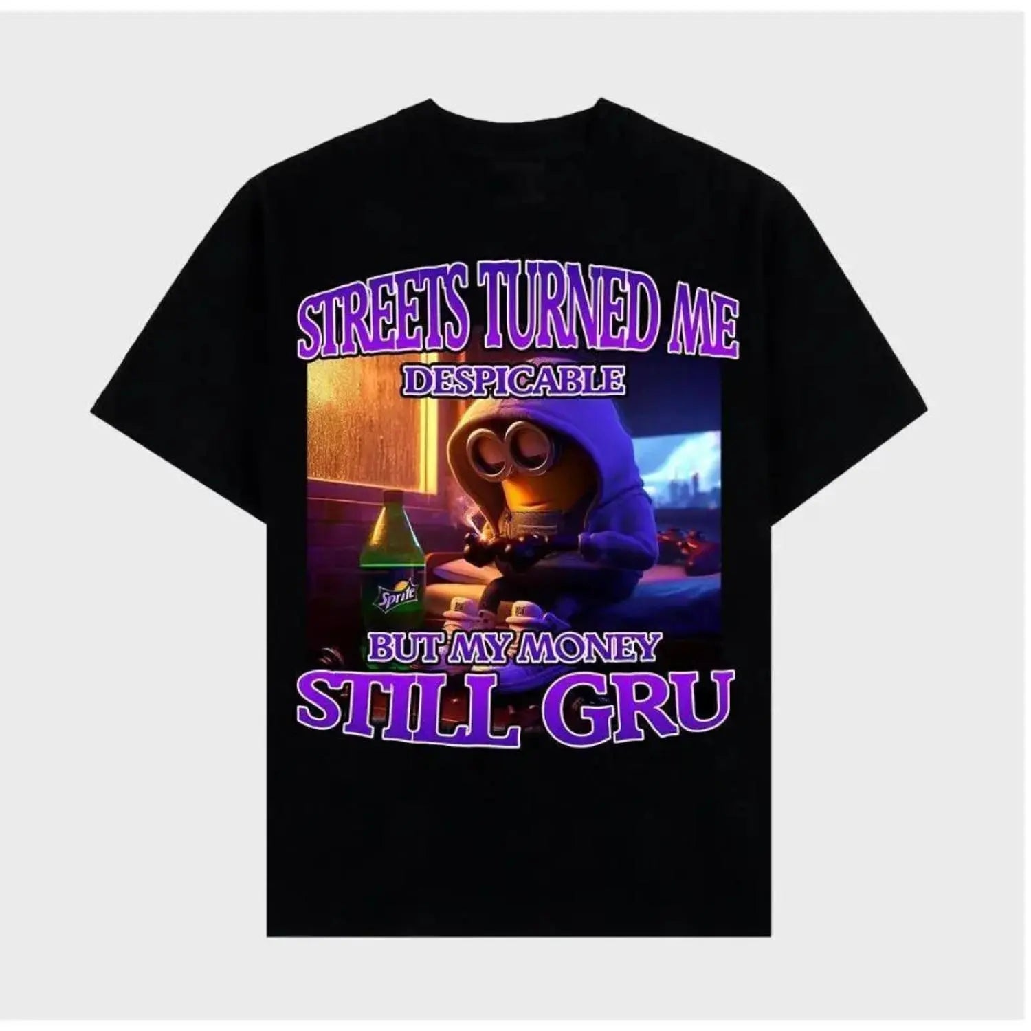 Streets Made Me Despicable But I Still Inherit My Money Wearing a Humorous Minion Themed Cotton T-shirt