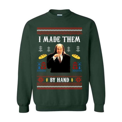 I Made Them By Hand Ugly Sweatshirt Shirt Hoodie, Scary Movie Dinner made by Hand Meme Shirt, Funny Ugly Shirt For Christmas, For Men And