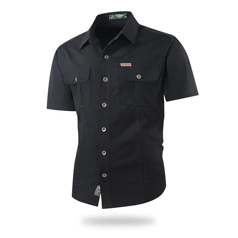 Single pack: summer outdoor casual short-sleeve work shirt with multiple pockets, lightweight design，fathersdaygift