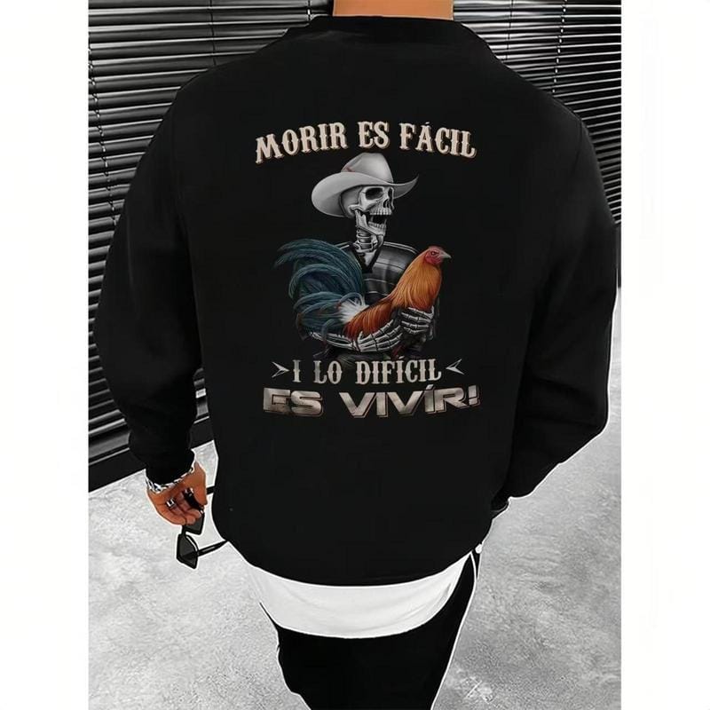 Men's Moris Es Facil Mexican Style T-Shirt, Big Rooster Gamefowl Shirt, Father's Day Ideal Gift, Shirt For Dad For Husband For HimCotton Menswear