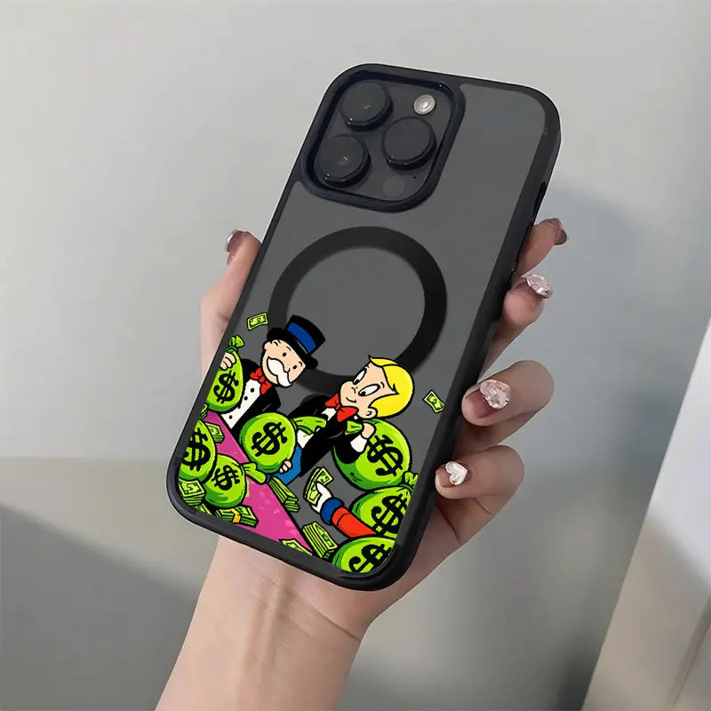 Money Bags Cartoon Phone Case，Rich Lifestyle Style for iPhone 17 16 15 14 13 12 11 Plus Pro Max.SAMSUNG S26 S25 S24 S23 S22