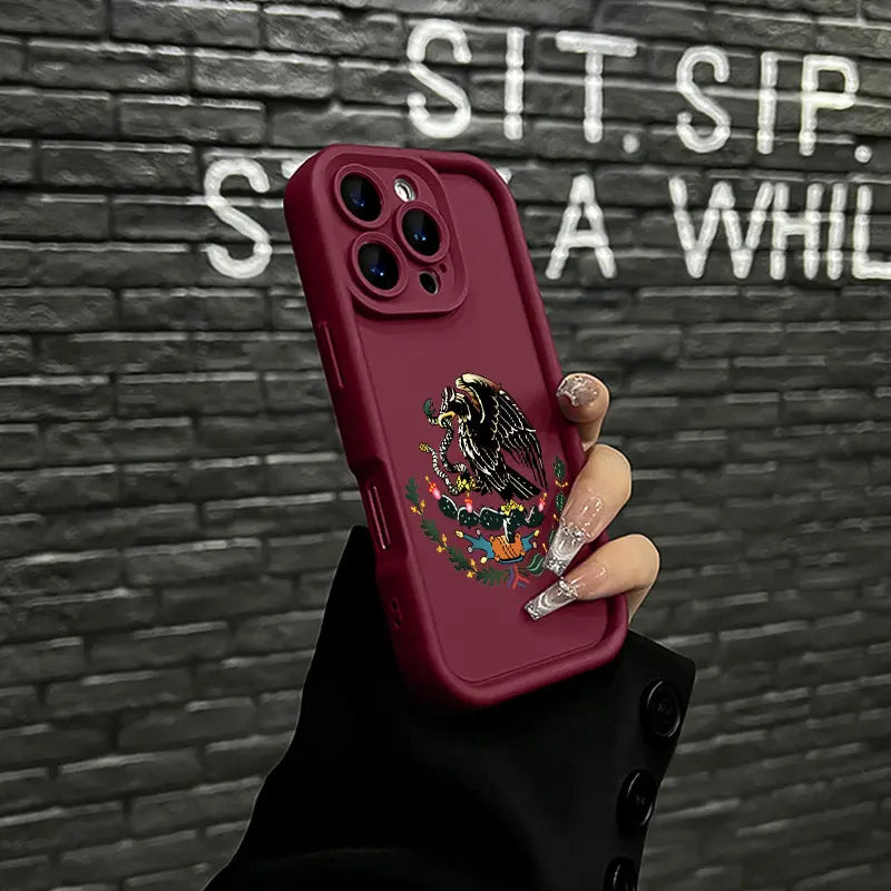 Mexican Eagle Emblem iPhone Case – Shockproof Vintage Cultural Crest Protective Cover for iPhone 11-17 Series