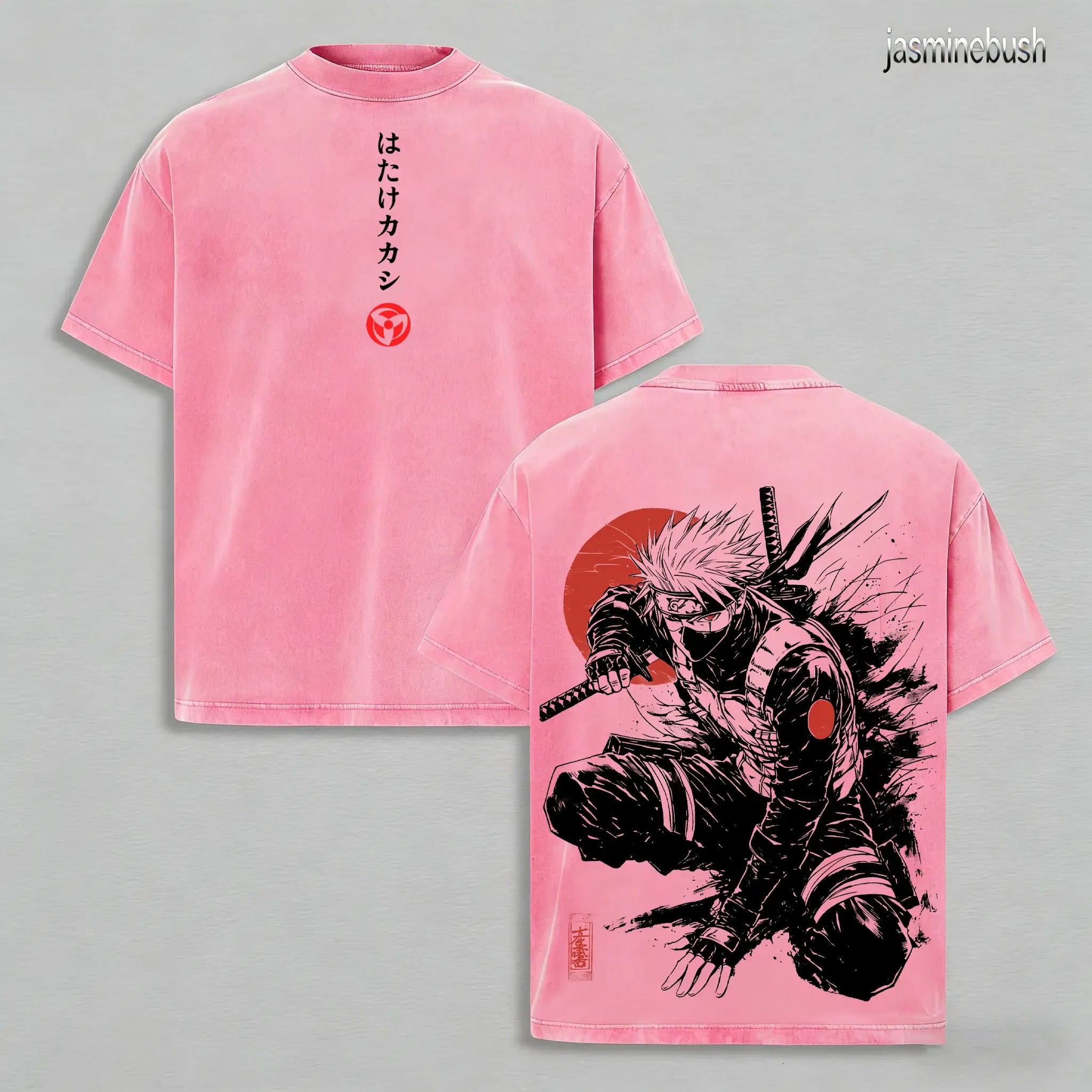 Kakashi Hatake T-Shirt, Naruto Anime Vintage Washed Tee, Sharingan Ninja Graphic Shirt, Oversized Japanese Streetwear, Dark Aesthetic Manga Top, Unisex Casual Anime Fashion