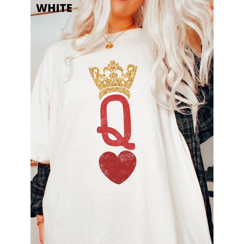 Comfort Colors Queen of Hearts Vintage Inspired Tee, Valentine's Day Gift T shirt, Birthday Gift Girl, Hearts t shirt, Gift for Girl friend