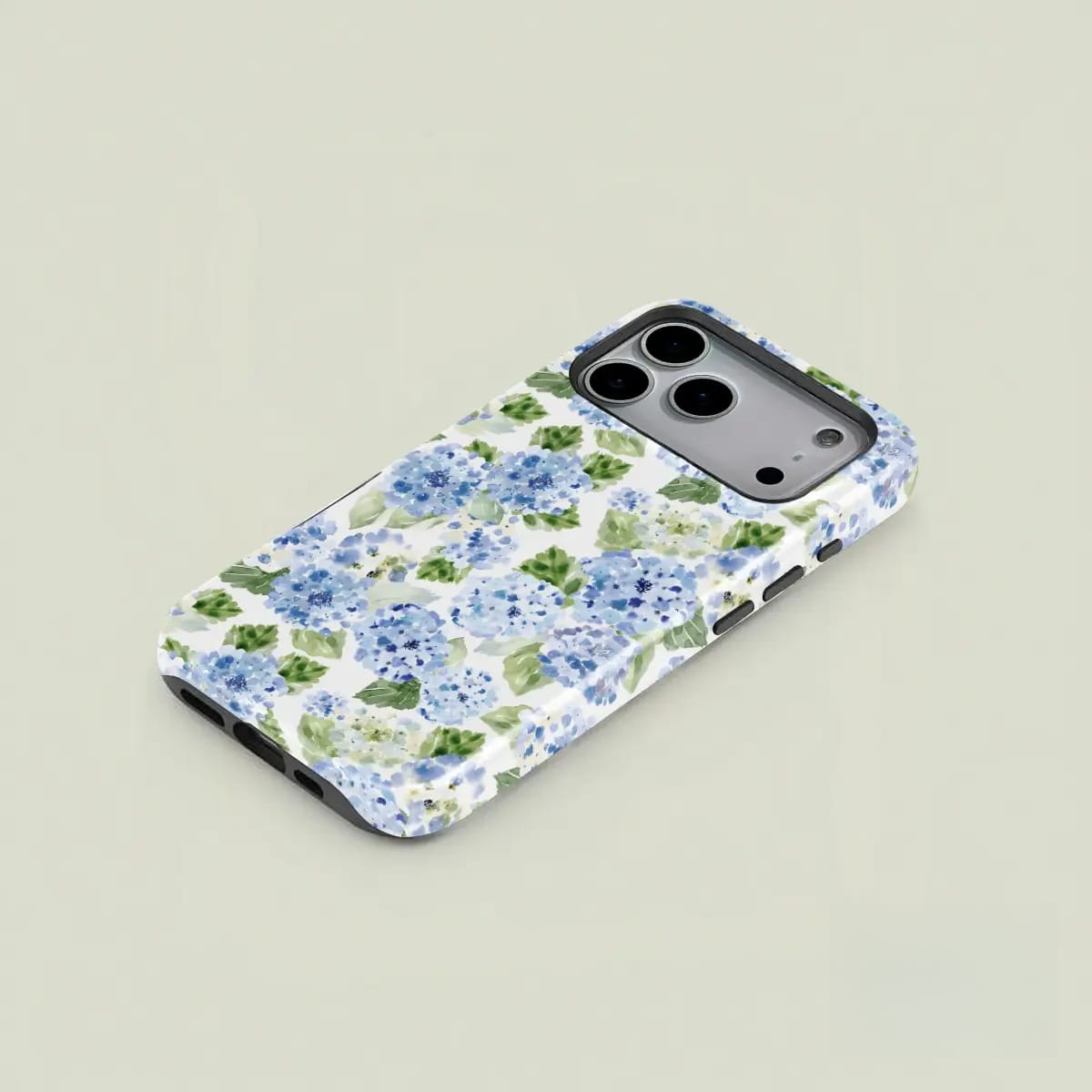 Blue Hydrangea Aesthetic Phone Case – Cute Floral Shockproof Case for iPhone 11–17