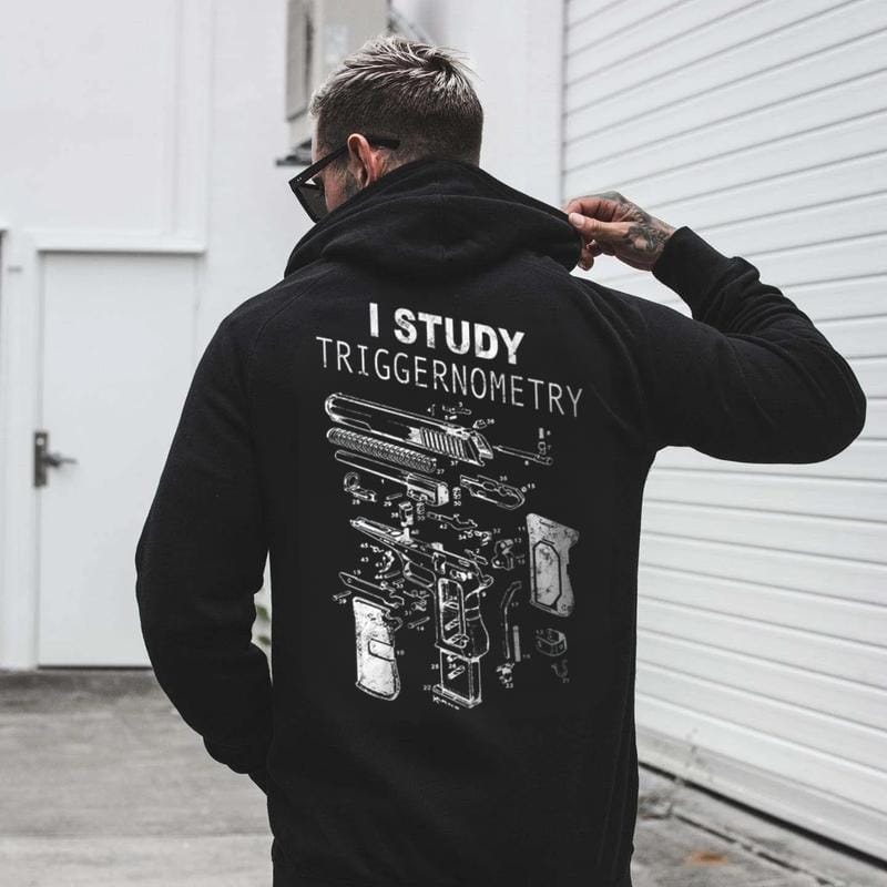„Ich studiere Triggernometrie“-Shirt, lustiges T-Shirt für Waffenliebhaber, Pro-2A-Sweatshirt, taktischer Hoodie für Herren 