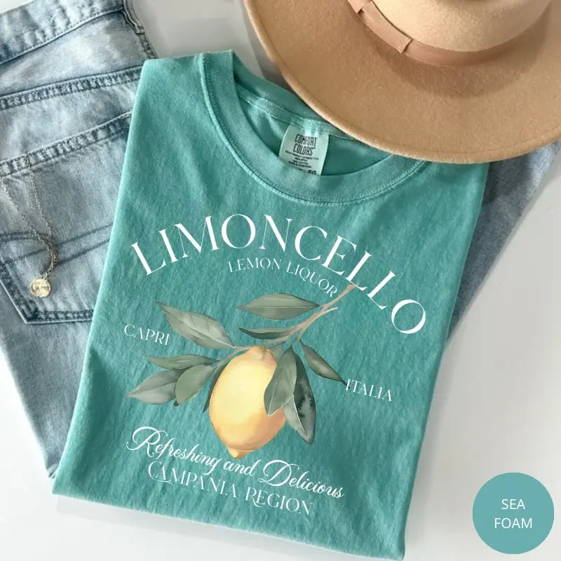 Comfort colors Limoncello Tee, Refreshing Lemon Graphic T-Shirt, Italian Summer Shirt, Citrus Fruit Design Tee, Amalfi Coast Vacation Aesthetic Unisex Top