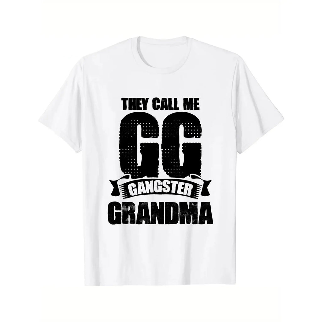 They Call Me GG Gangster Grandma T-Shirt - Funny Mother's Day Graphic Tee, Ideal Gift for Grandma, Mother's Day & Casual Wear PLK0117