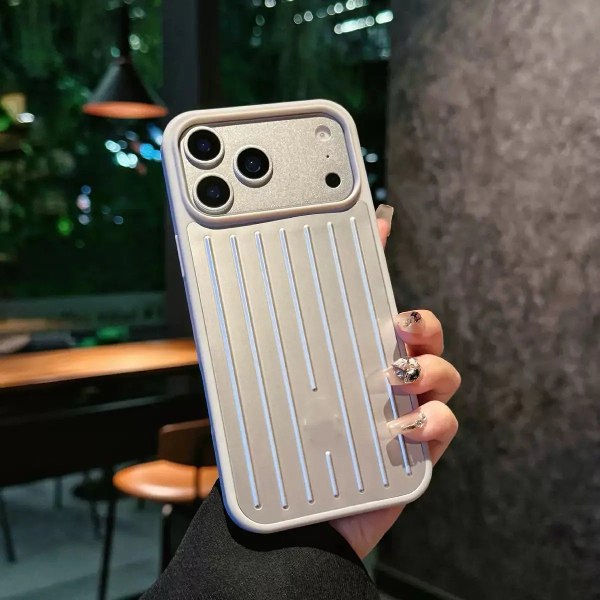 Aluminum Alloy Vertical Lines Phone Case – Premium Shockproof Protective Cover for iPhone 11–17 Series
