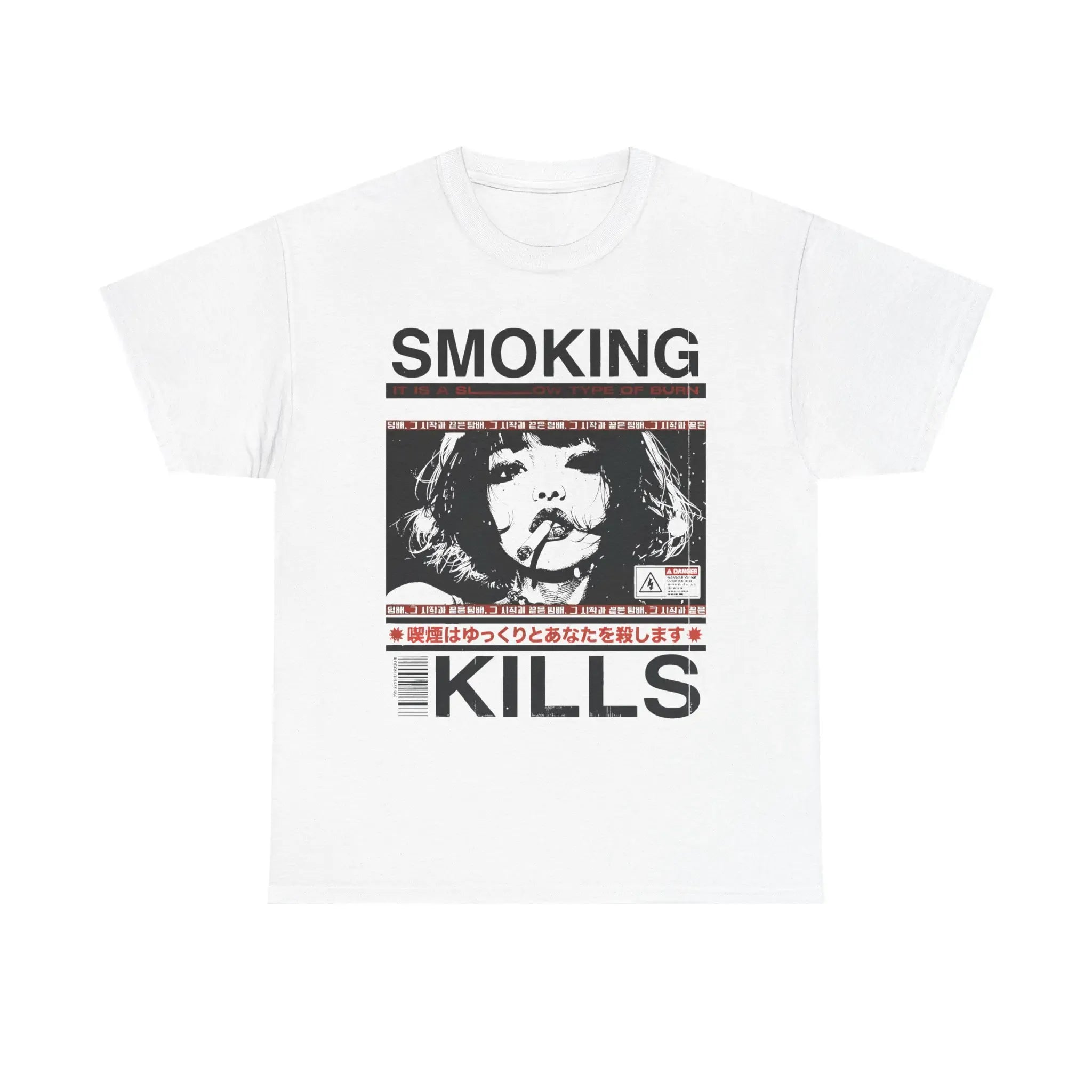 Smoking Kills Retro Manga Style Graphic T-Shirt, Cotton Tee