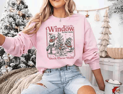 From the Windows to the Walls Shirt, Funny Raccoon Christmas Shirt, From the Window to the Walls Deck These Halls Shirt