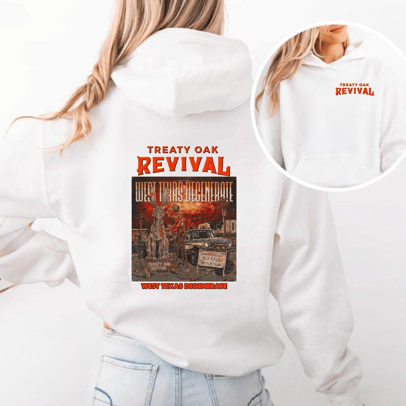 New Release Treaty Oak Revival West Texas Degenerate Hoodie – Country Rock Graphic Hoodies, Western Vintage Cowboy Music Sweatshirt, Retro Band Merch, Perfect Gift for Music Lovers