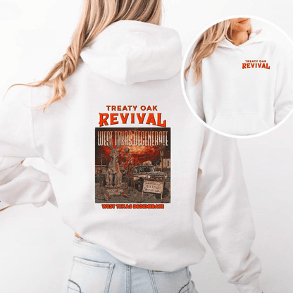 New Release Treaty Oak Revival West Texas Degenerate Hoodie – Country Rock Graphic Hoodies, Western Vintage Cowboy Music Sweatshirt, Retro Band Merch, Perfect Gift for Music Lovers