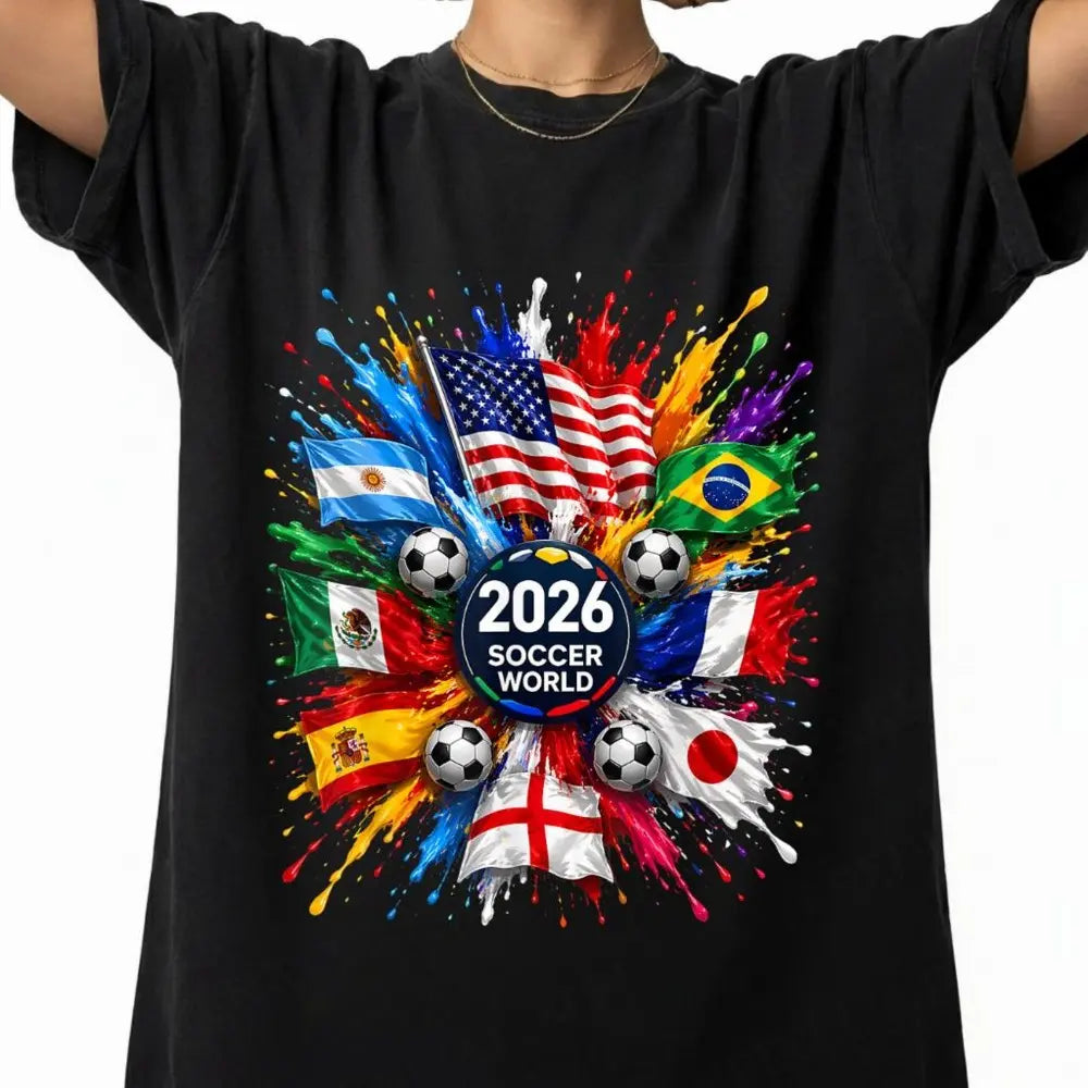 Unisex 2026 New Soccer T-Shirt - 100% Cotton, Stylish Flag Print