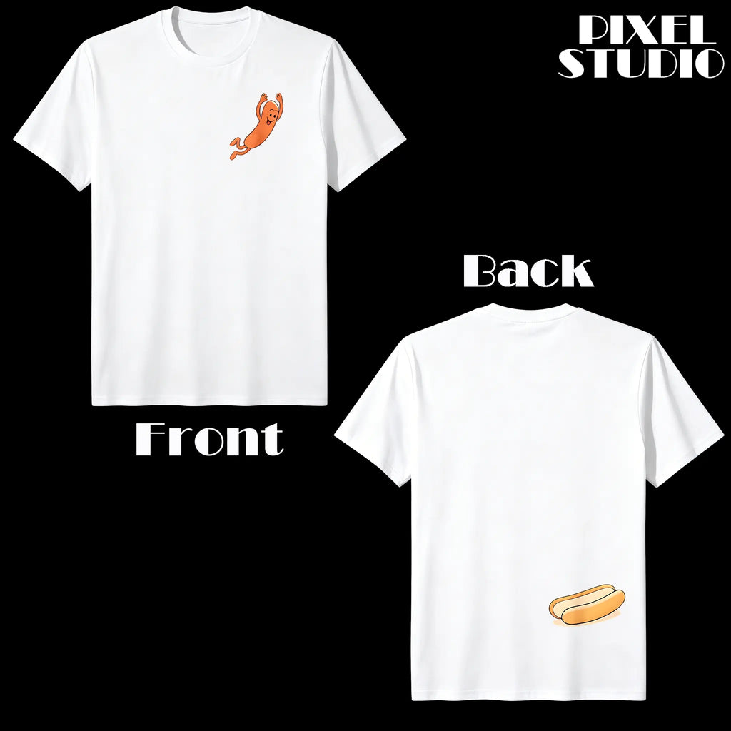 Humorous T-shirt Hot Dog Jumping into Bread Perfect for Summer Barbecues in 2026 Man Man Fun Design