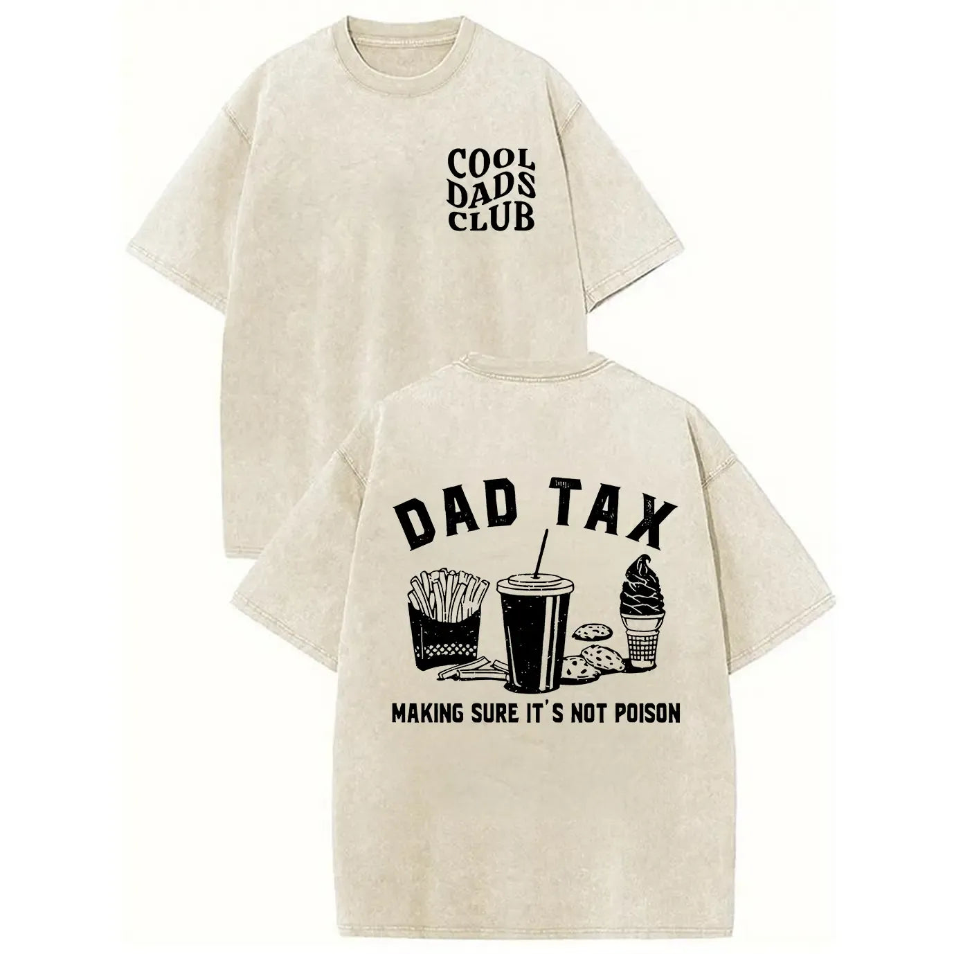 Cool Dads Club Funny Dad Joke Vintage Washed Oversized T-Shirt Men Streetwear Crewneck