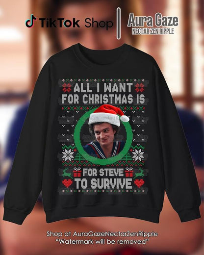 All I Want For Christmas Is Steve Harrington Unisex Sweatshirt For Fan, Stranger Thing Steve Harrington Retro Bootleg Shirt, Christmas Celebrity Crush
