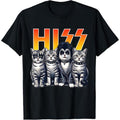 Cute Hiss Cats Rock Kittens Kitty Rocking Music Cat Lovers Men T-Shirt men woman unisex tee Shortsleeve Casual Graphic Fashion