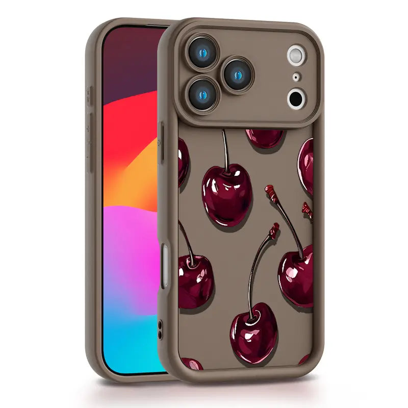 Sexy Wine Cherry Pattern Phone Case , Soft Silicone Tpu Protection and Shockproof For iPhone 17 16 15 Pro Max 14 16Pro 13 12 11 X Plus Air Mini 17E Girl