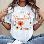 Floral Grandma Quote Design T Shirt Crew Neck Casual Tee For Women Mother Day Gift Grandmother Outfit