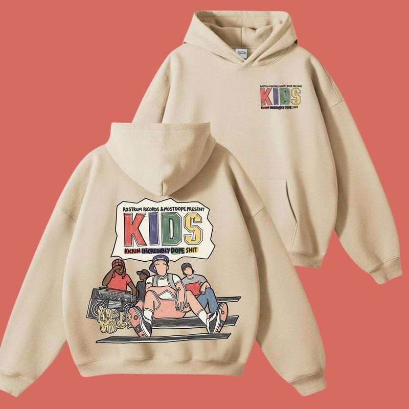 Mac Miller KIDS Album Hoodie – Vintage Hip-Hop Sweatshirt, Streetwear Pullover, Unisex-Musik-Shirt mit Grafikdruck, beidseitig bedruckt, Geschenkidee für Fans 