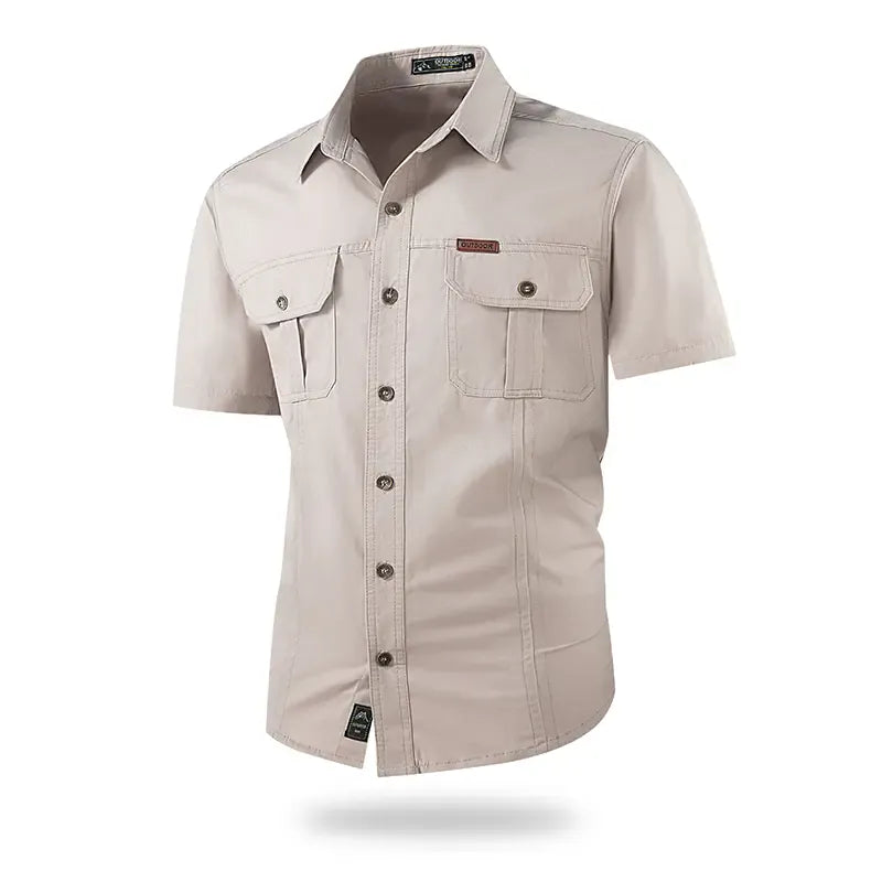 Single pack: summer outdoor casual short-sleeve work shirt with multiple pockets, lightweight design，fathersdaygift