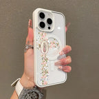 Floral Cross Aesthetic MagSafe Case – Slim Shockproof Silicone Cover for iPhone 17 Pro Max